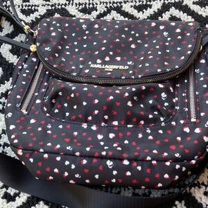 Karl Lagerfeld Black Crossbody Bag with Heart Print